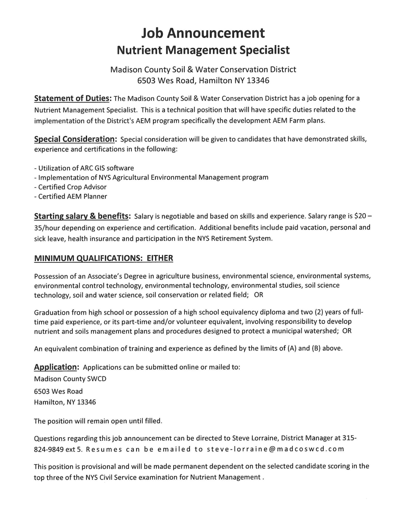 Job opening description page 1